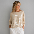 Shirt mit U-Boot-Ausschnitt | Gr. 40-44 | Creme