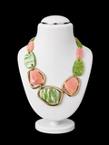 AKA Kragen Traumhaftes Marmoriertes Rosa Grünes Halsband |  Plating: Gold