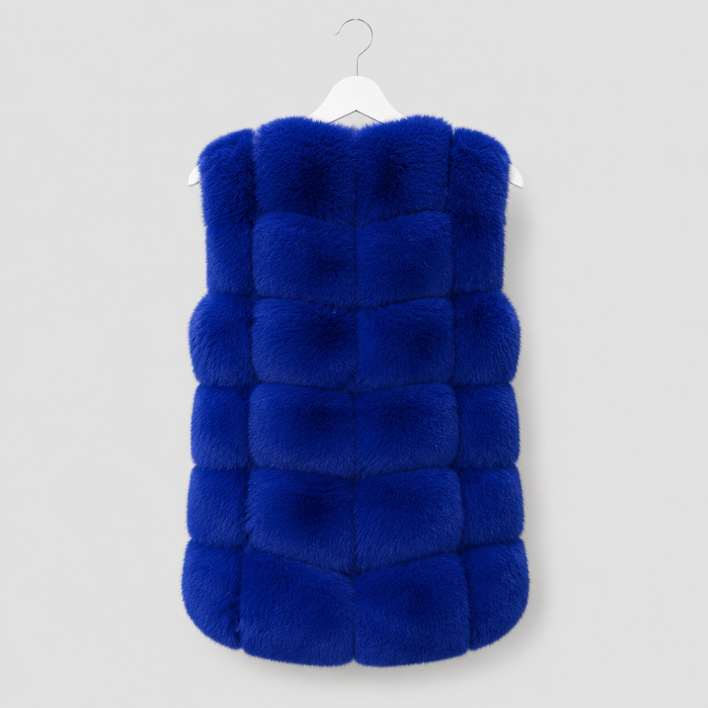 Gefütterte Kunstfellweste -Royalblau-Gr. M