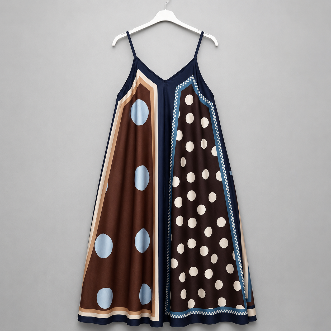 Maxikleid „Not & Chic" Blau/Creme mit Punkte-Design Gr. 38-44