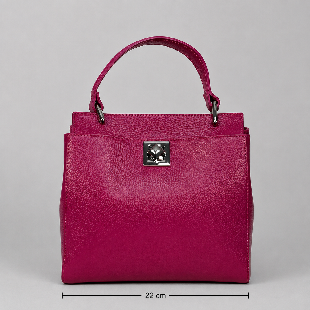 Italienische Echtleder-Handtasche in Fuchsia - zeitlos & elegant