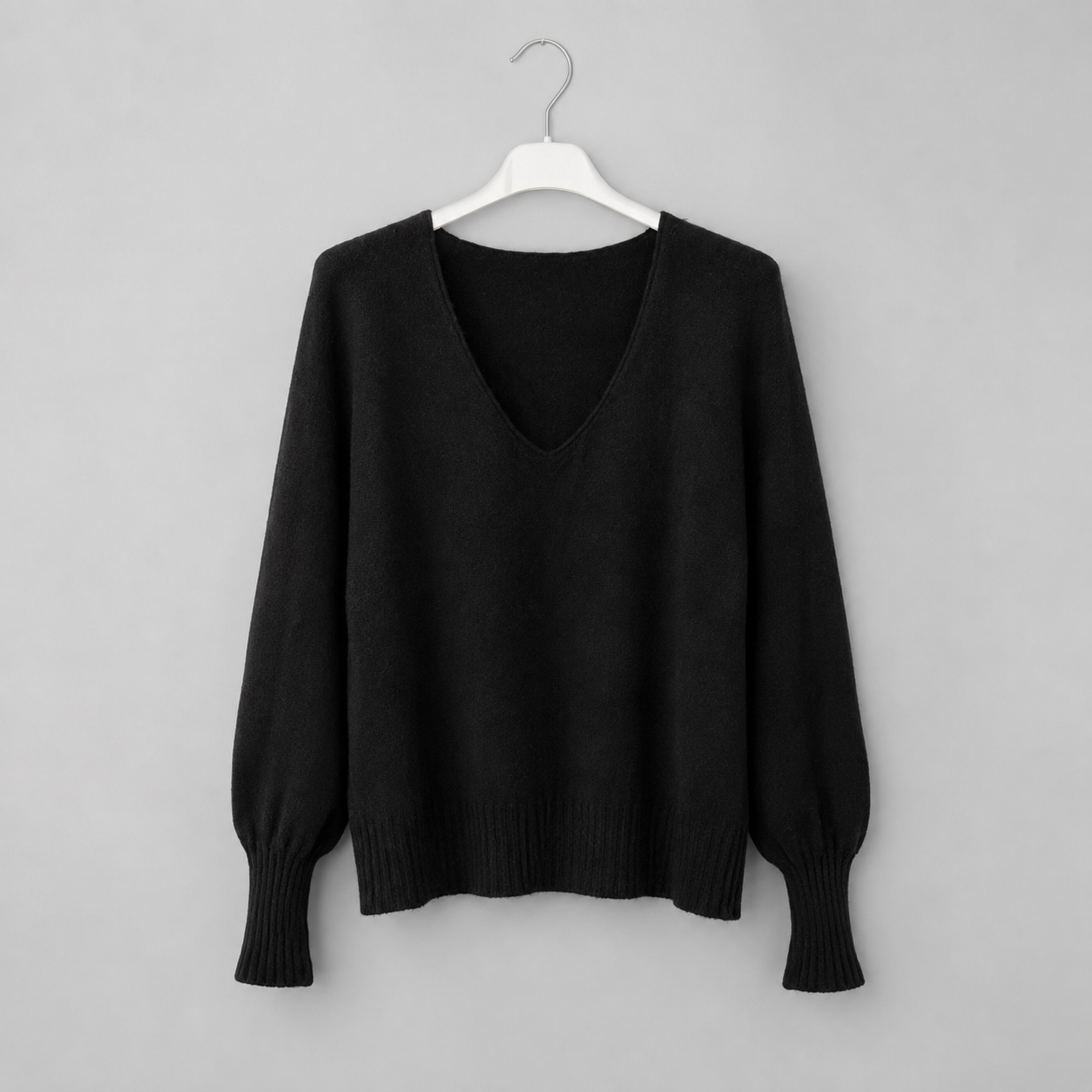 Strickpullover mit V-Ausschnitt | Gr. 38-44 | Schwarz