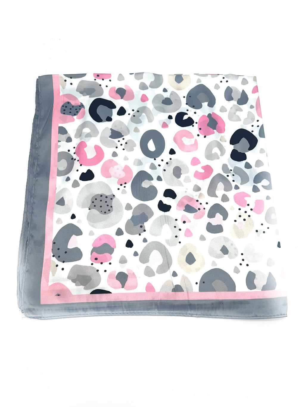 Kleines quadratisches Seiden-Halstuch mit buntem Leopardenmuster-Blau | 70x70 cm