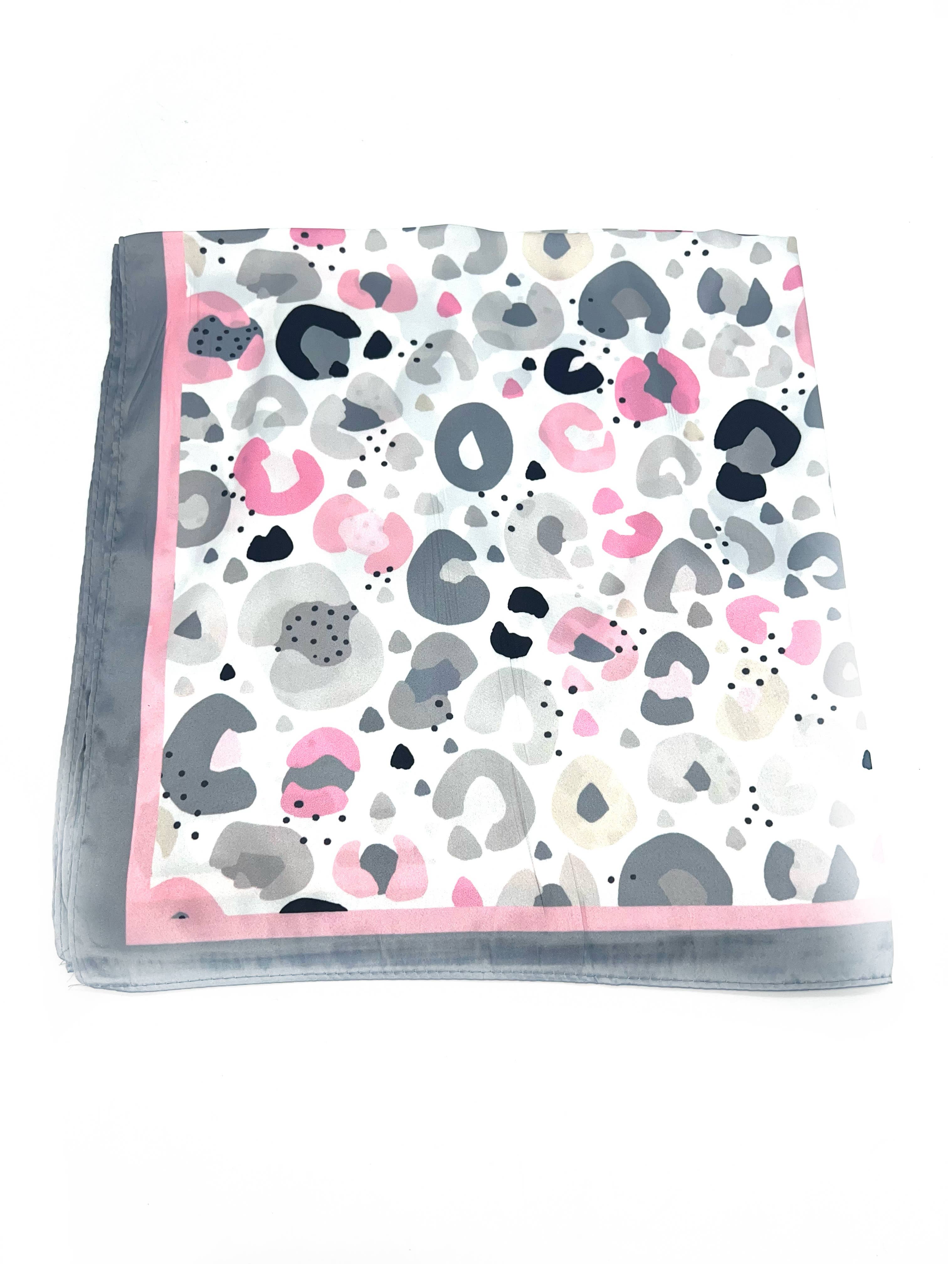 Kleines quadratisches Seiden-Halstuch mit buntem Leopardenmuster-Blau | 70x70 cm
