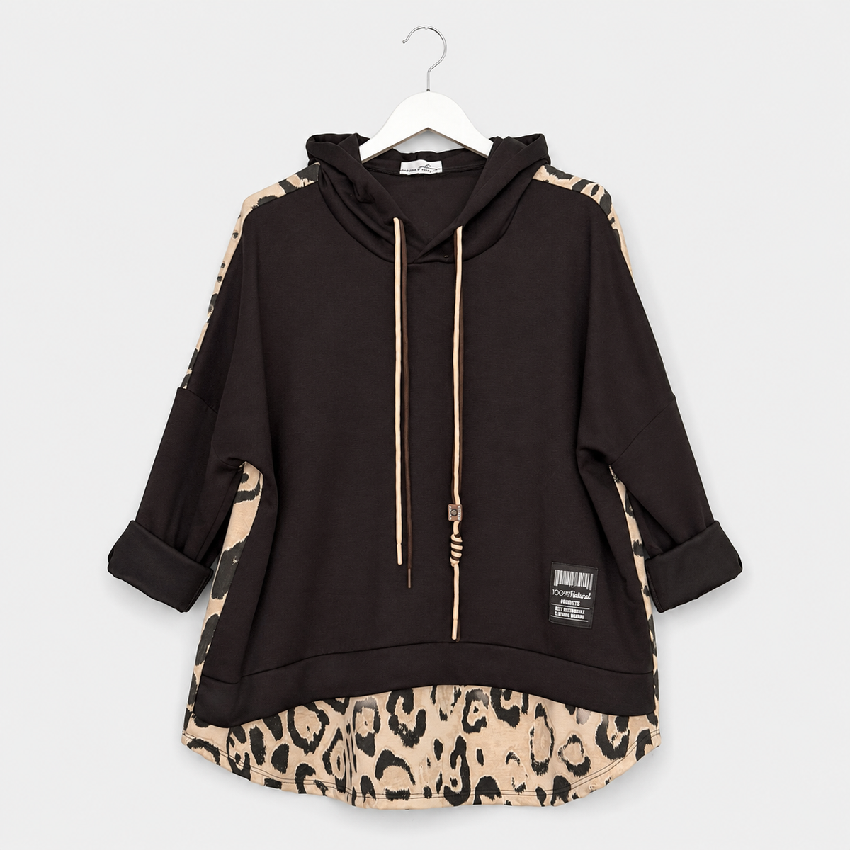 Oversize-Hoodie in verschiedenen Farben mit Leo-Einsätzen | Gr. 40-46