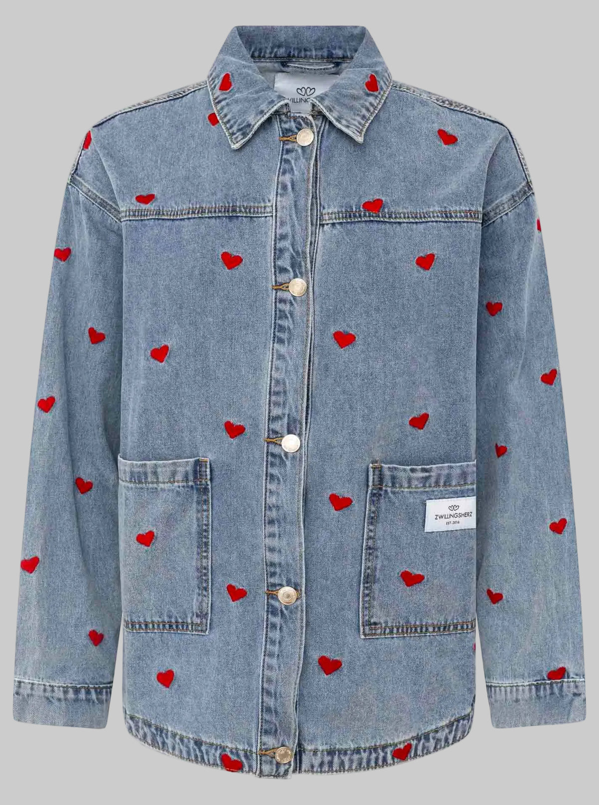 Zwillingsherz Jeanshemd "Herzen AOP": Blau / S/M