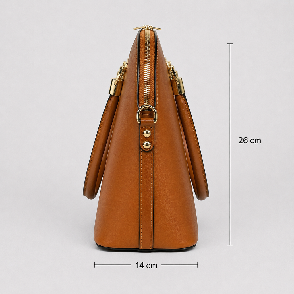 Elegante Damenhandtasche Cognac-zeitlos & vielseitig