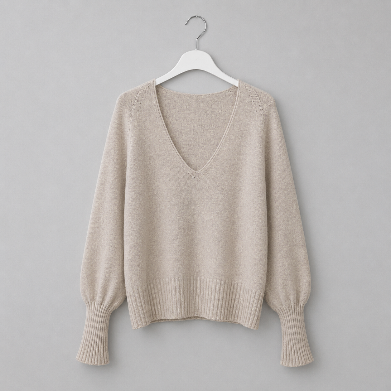 Strickpullover mit V-Ausschnitt | Gr. 38-44 | Creme