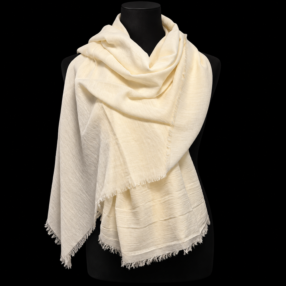 Zeitlose Eleganz - Tuch in zartem Creme  80 x 180 cm