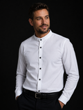 Bruno Banani Herrenhemd Weiß - Stehkragenhemd Größe 41 / Modern & Elegant