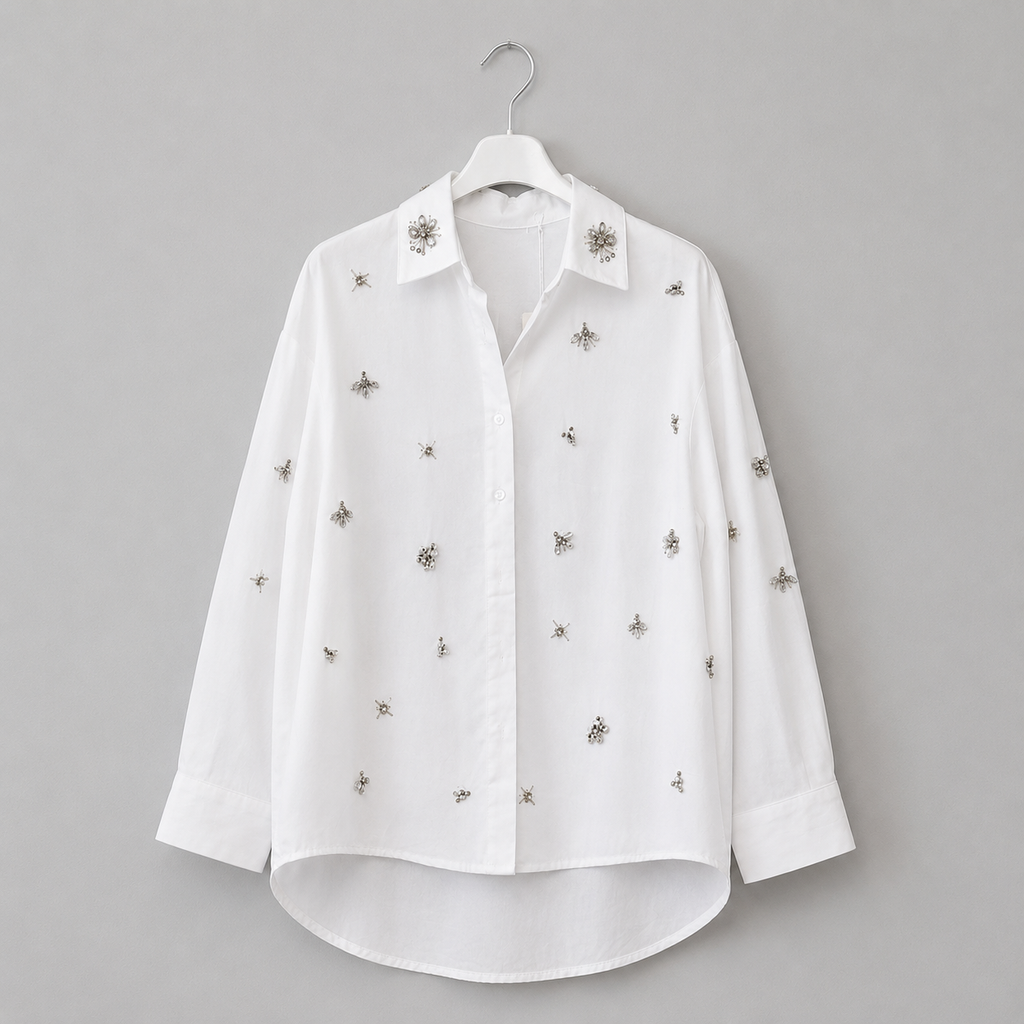 Bluse mit Schmuckapplikationen | Gr. 40-44