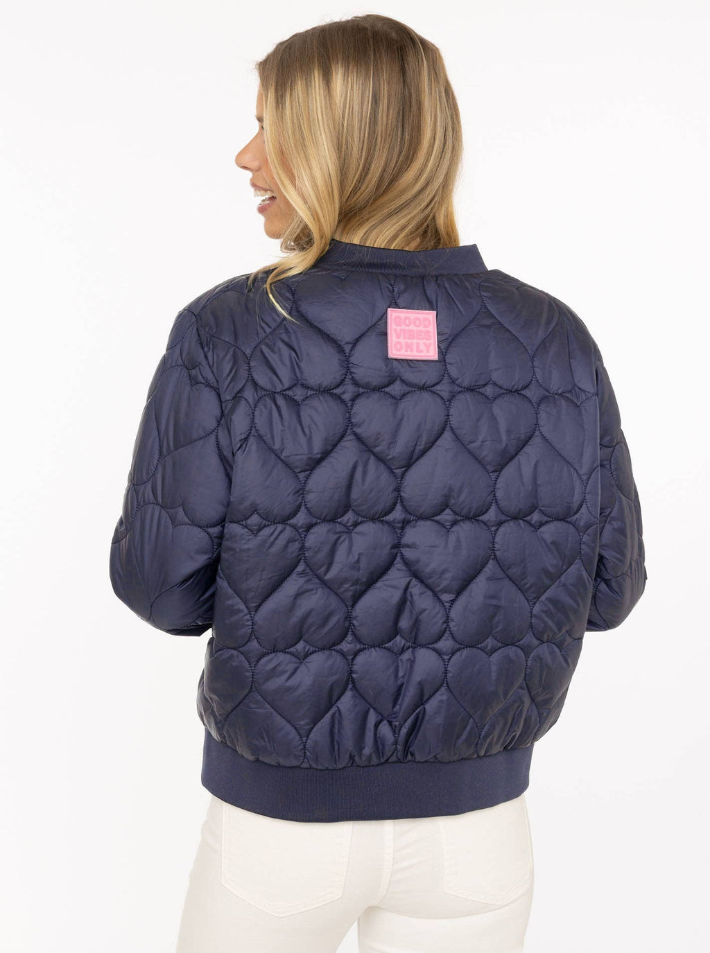 Zwillingsherz Bomberjacke "Be Happy" | Marine  | M/L