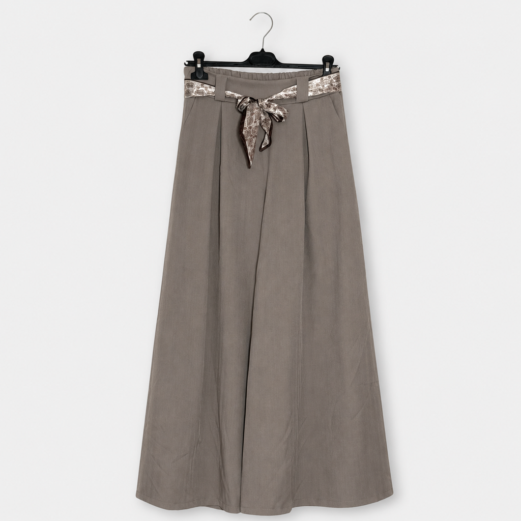 Marlenehose mit gemustertem Bindegürtel-Taube-Gr. 40--46