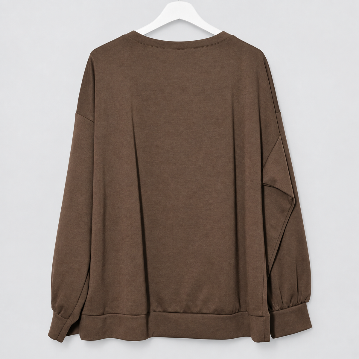 Oversize-Shirt mit Comic-Hund,Strass und Schmuckknöpfen | Gr. 42-46 | Braun