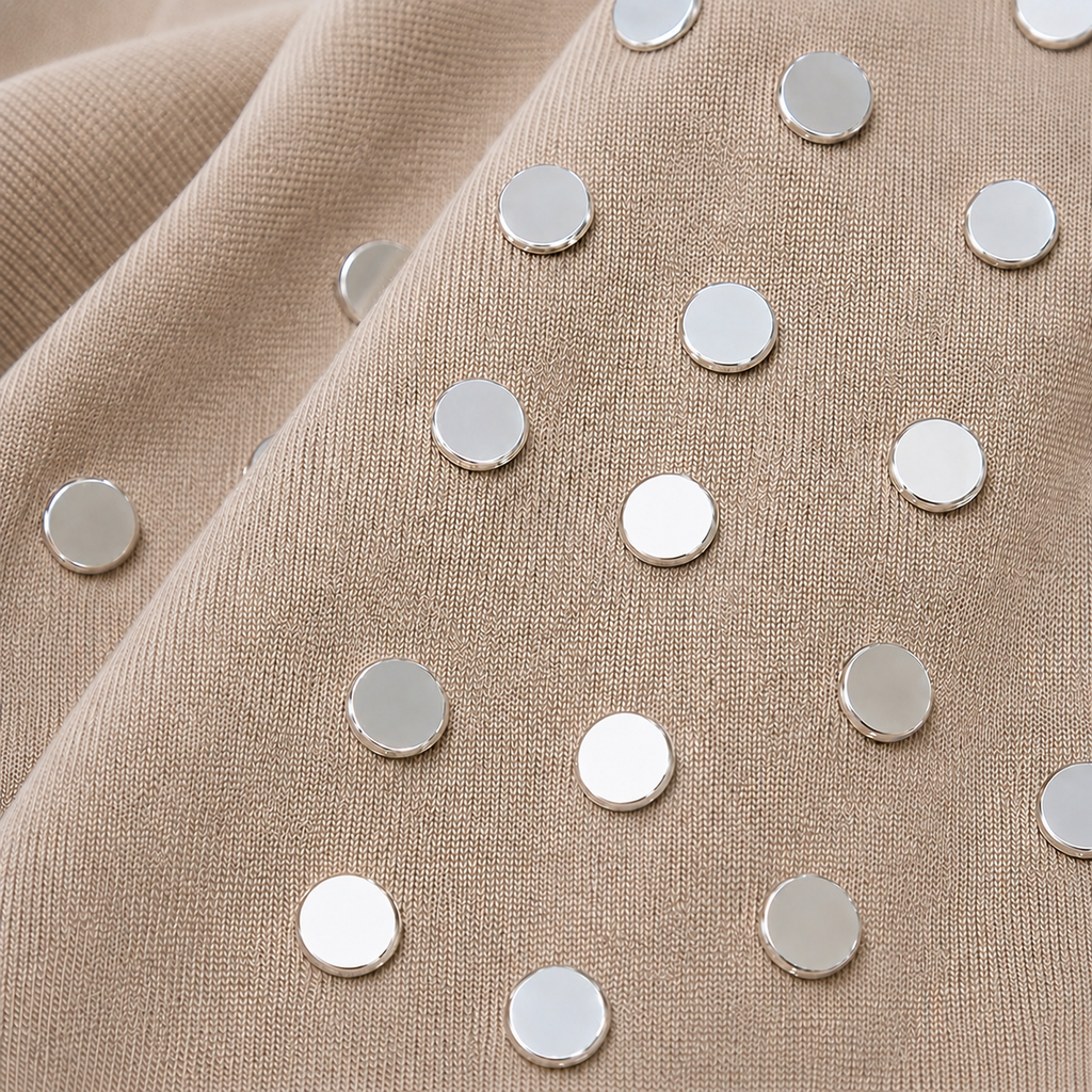 Statement-Shirt mit silbernen Details Gr. 38-44 - Taupe