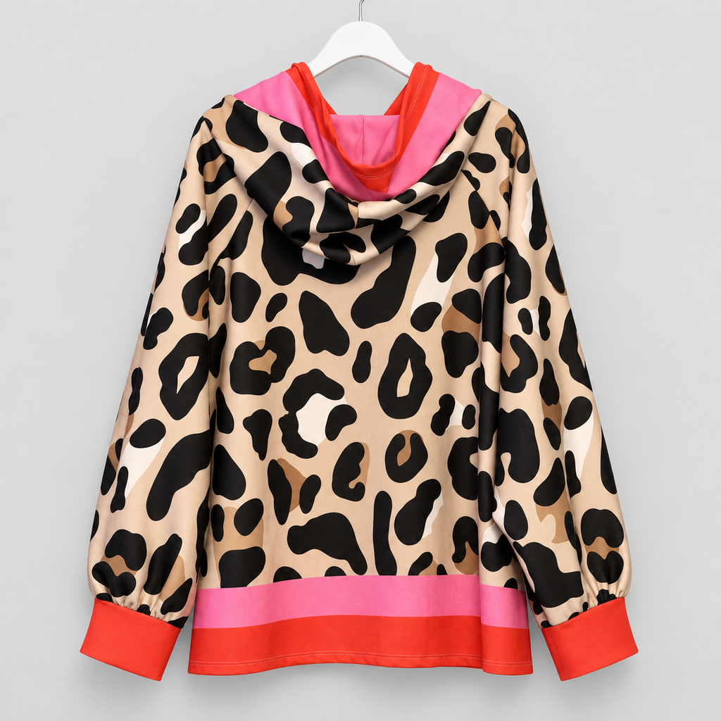 Leo-Hoodie mit pink-roten Kontrastdetails | Gr. 40-46