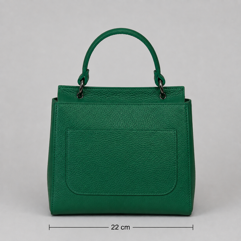 Italienische Echtleder-Handtasche in Grün - zeitlos & elegant