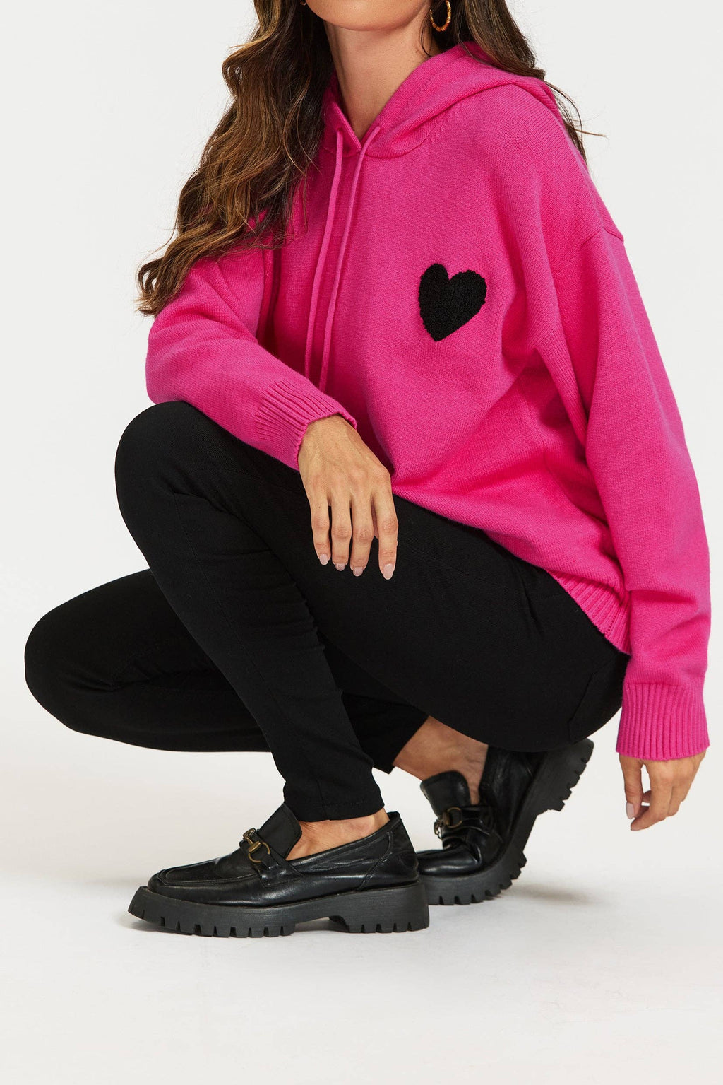 Herzstickerei Strickkapuzenpullover Gr. 42-44