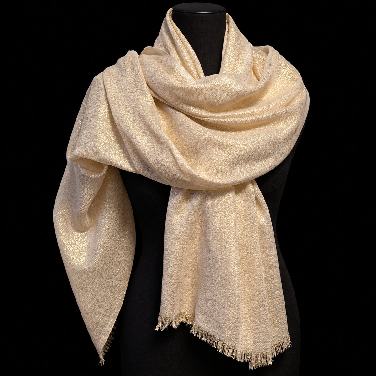 Elegantes Tuch in Champagner mit Glitzereffekt  80x180 cm