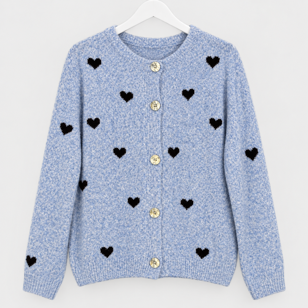 Strickjacke mit Herzmuster und Knöpfen | Gr. 38-44 | verschiedene Farben