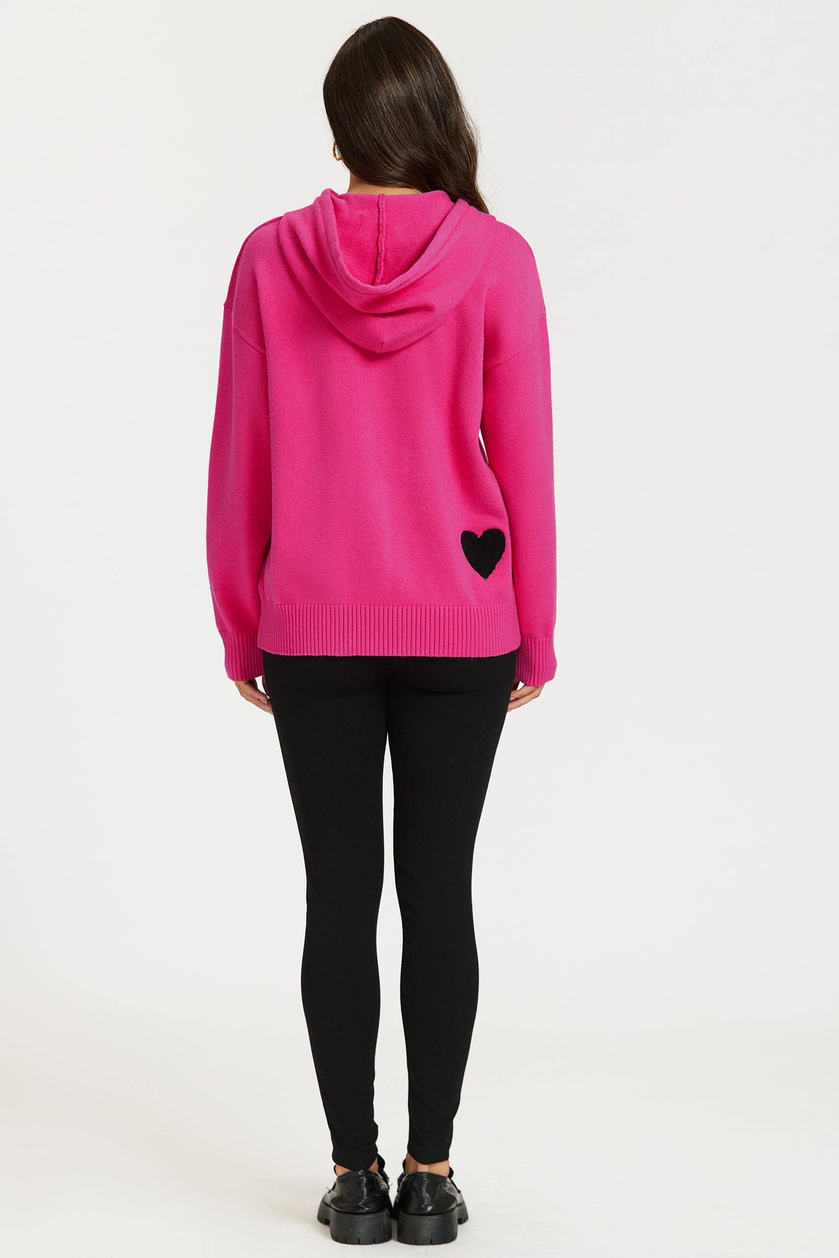 Herzstickerei Strickkapuzenpullover Gr. 42-44