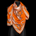Großes Viskose-Tuch in Orange und Beige 130 x 130 cm