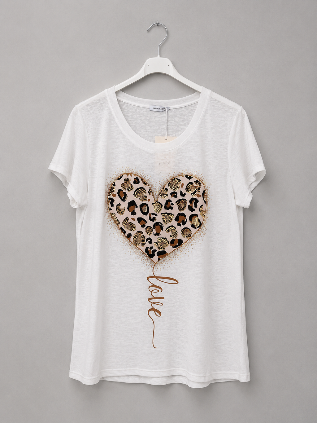 T-Shirt "Love " mit Leo-Herz | Gr. 42. | Made in Italy