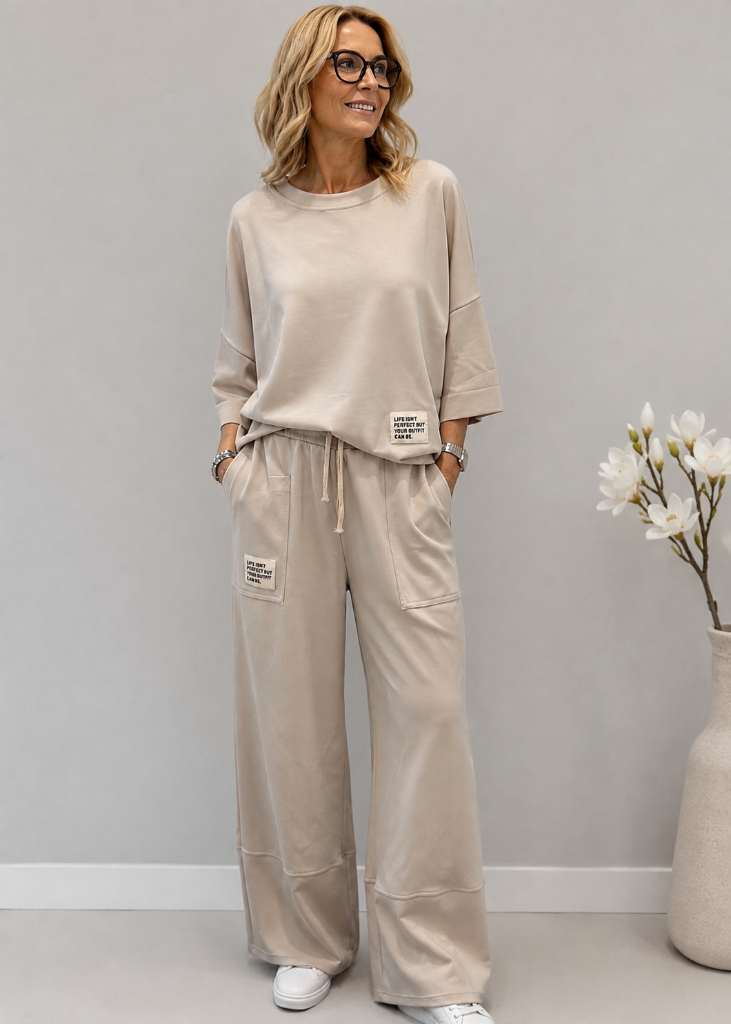 Zweiteiler, in Creme - lässig, modern & wunderbar bequem Gr. 40-48