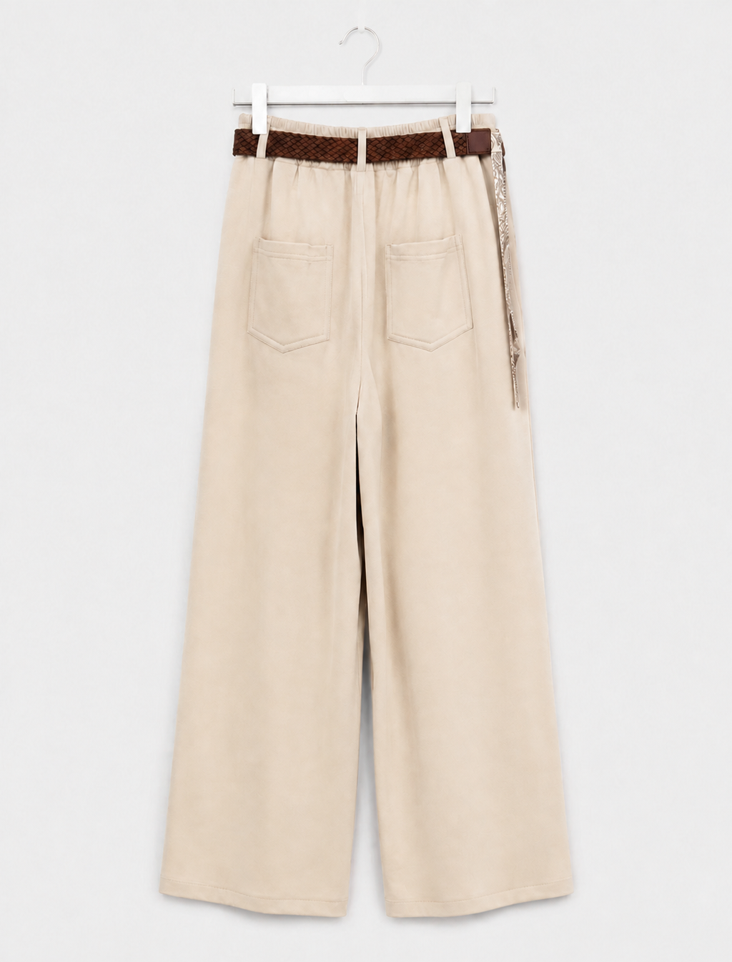 Marlenehose mit Flechtgürtel/Tuch | weites Bein | Gr. 40-46 | Schwarz und Beige