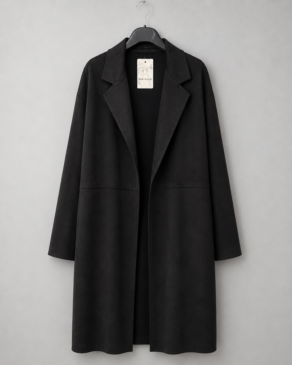 Long-Cardigan in Velour-Optik | Gr. 40-44 | Schwarz