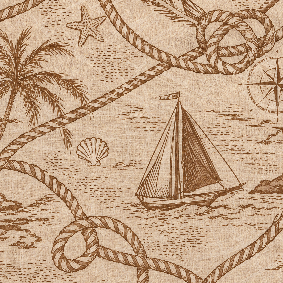 Maritimer Viskoseschal in Beige und Taupe, 80 × 180 cm