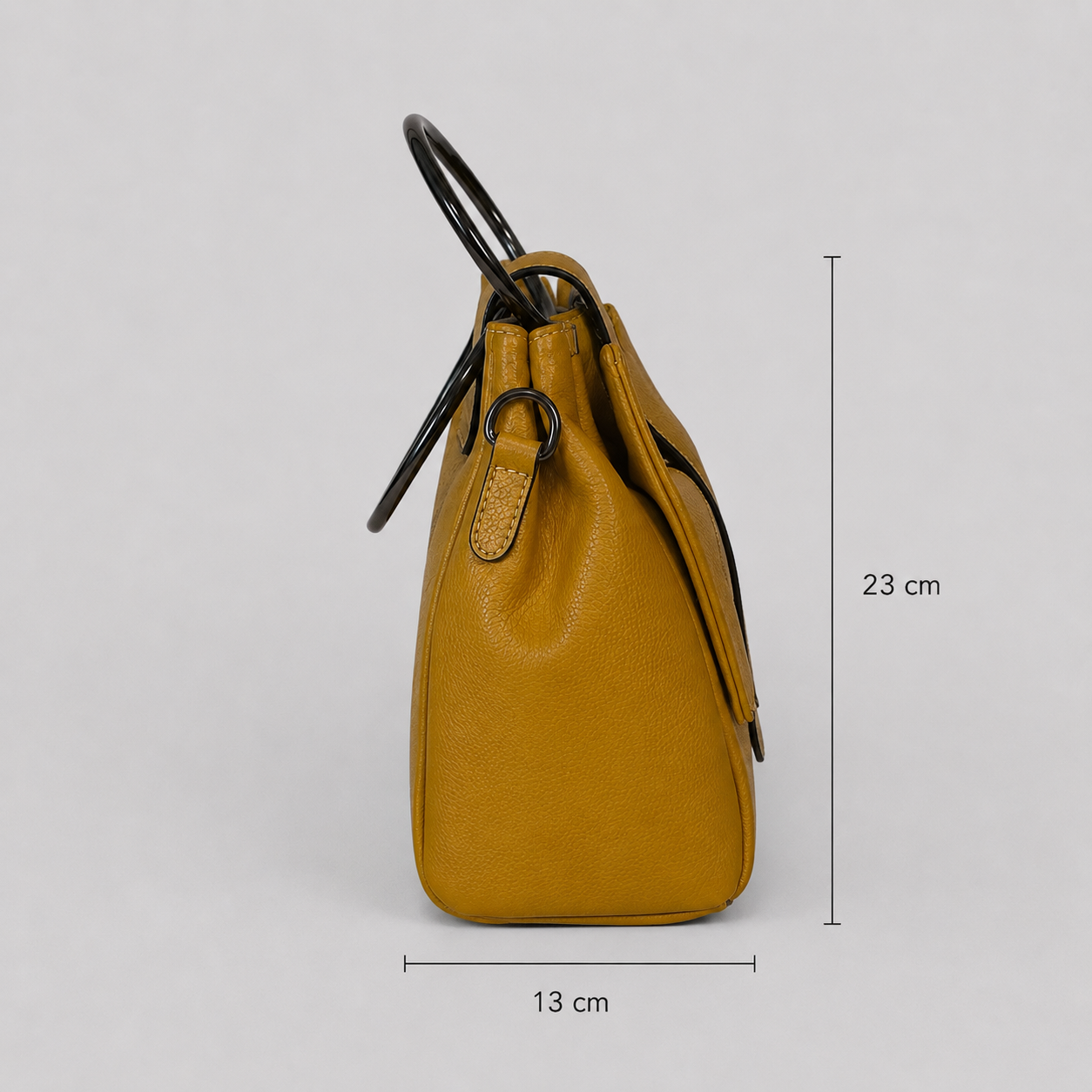 Senfgelbe Handtasche mit Ringhenkeln