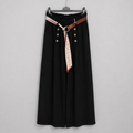 Marlenehose mit Flechtgürtel/Tuch | weites Bein | Gr. 40-46 | Schwarz