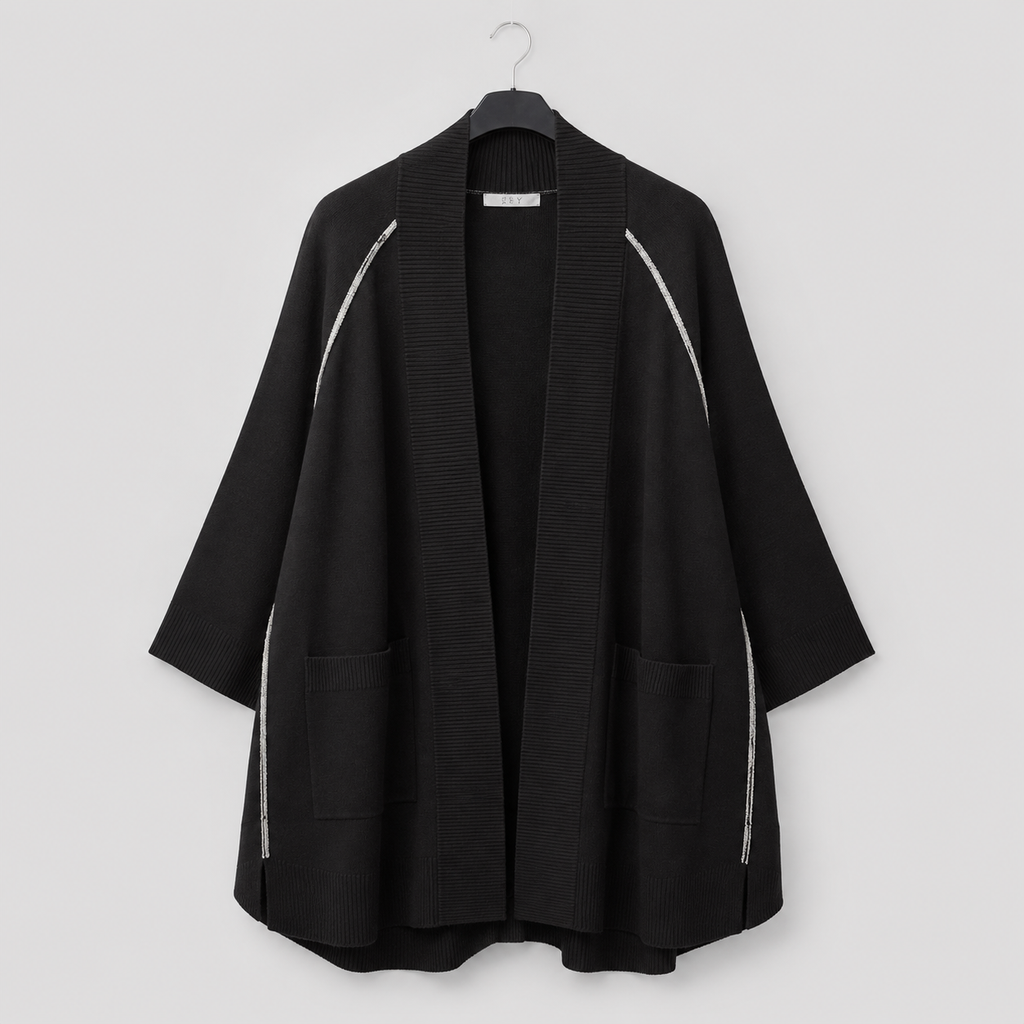 Cardigan in Schwarz - lässig, weich & vielseitig Gr. 40-48