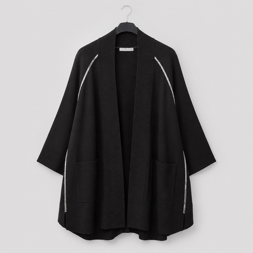 Cardigan in Schwarz - lässig, weich & vielseitig Gr. 40-48