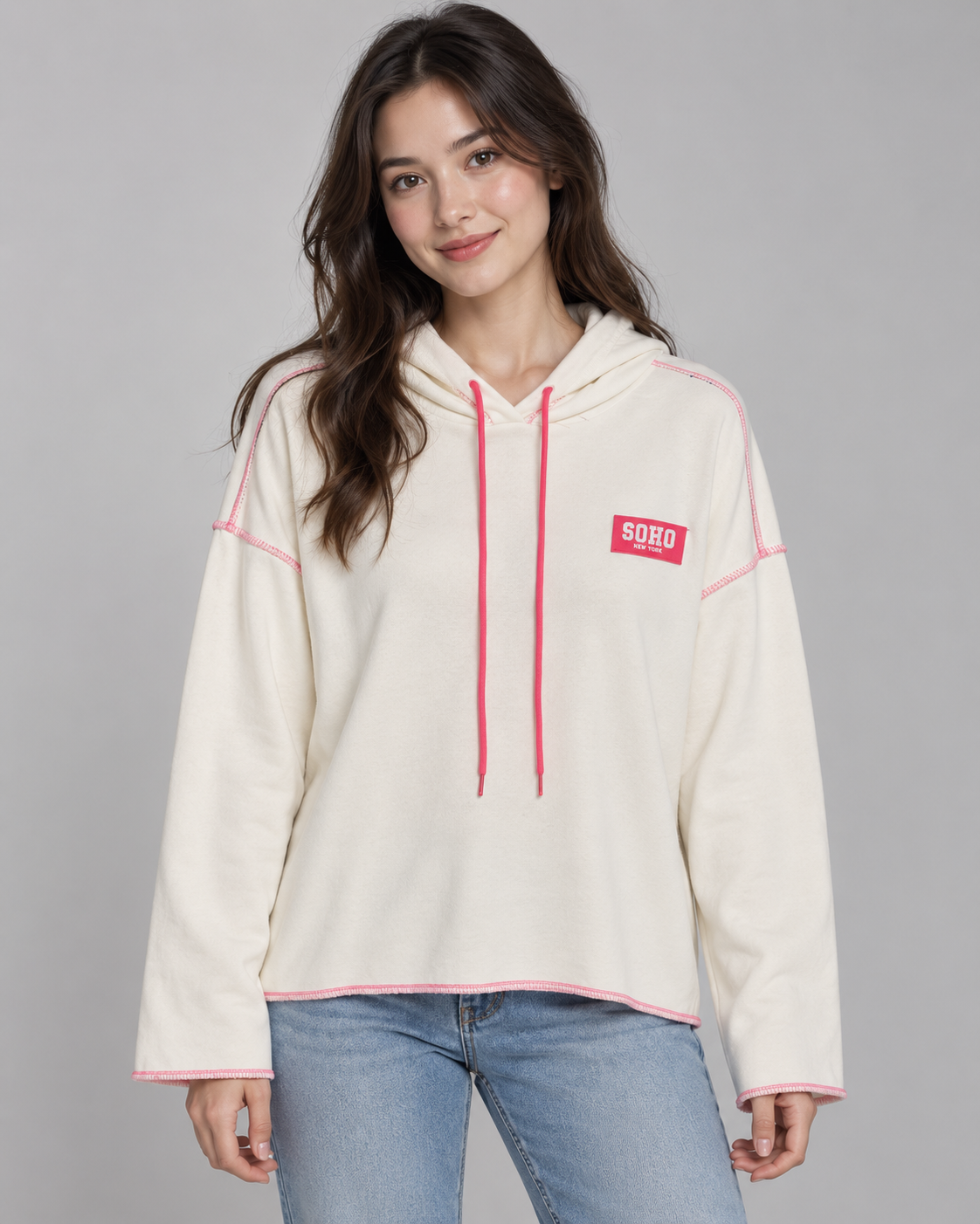 Lässiges Kapuzenshirt „SOHO“ mit Kontrastnähten | Gr. 42–46 | verschiedene Farben