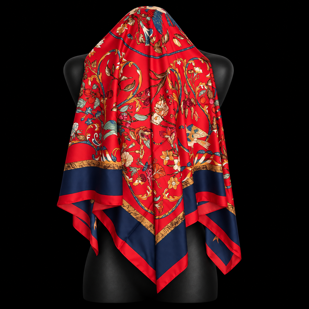 Farbenfrohes Viskose-Tuch mit Blumenmuster 130 x 130 cm