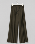 Olivfarbene Marlenehose mit feinen Nadelstreifen  Gr. 44-48