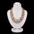 Mehrreihige Perlenkette in Grau, Orange, Weiß & Silber - Elegante Statement-Halskette