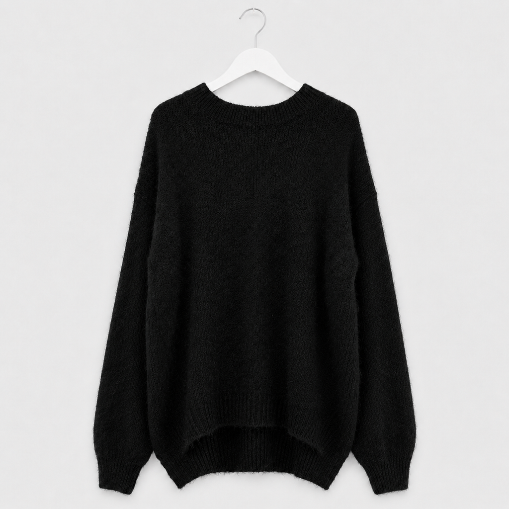 Oversize-Strickpullover in Creme und Schwarz mit Wollanteil | Gr. 38-44