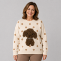 Pullover mit 3D-Applikation und Perlendetails-Creme-Gr. 38-42