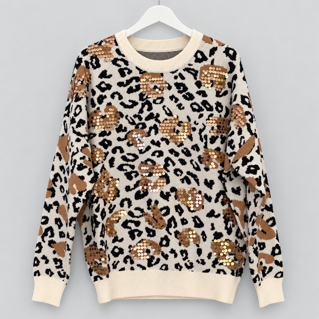 Damen Leo-Pullover mit Glitzerdetails in verschiedenen Varianten  | Gr.  40-44