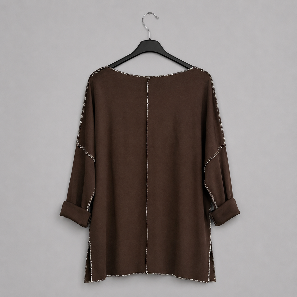 Shirt mit U-Boot-Ausschnitt | Gr. 38-42 | Braun