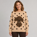 Pullover mit 3D-Applikation und Perlendetails-Beige-Gr. 38-42