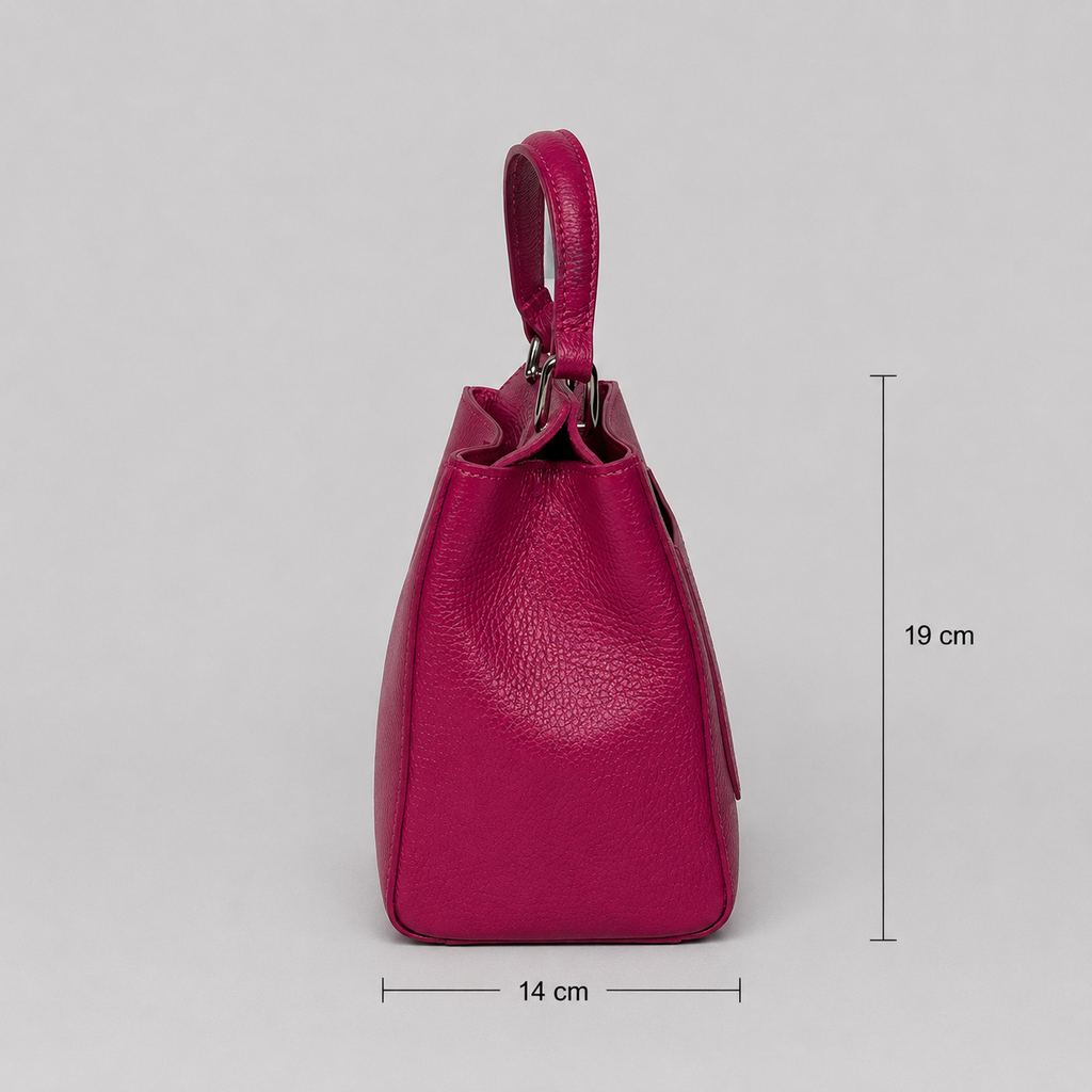 Italienische Echtleder-Handtasche in Fuchsia - zeitlos & elegant