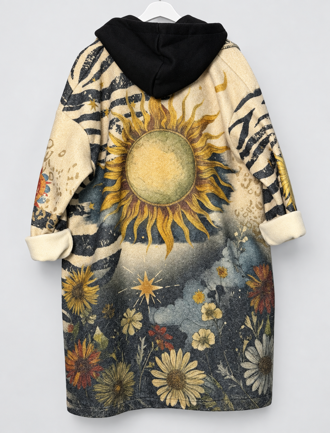 Damen-Statement-Mantel im Wollmix mit Kunst-Print | Gr. 42–48