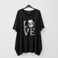 Schwarzes Longshirt „LOVE" - Oversize mit Paletten-Print | Gr. 56-62