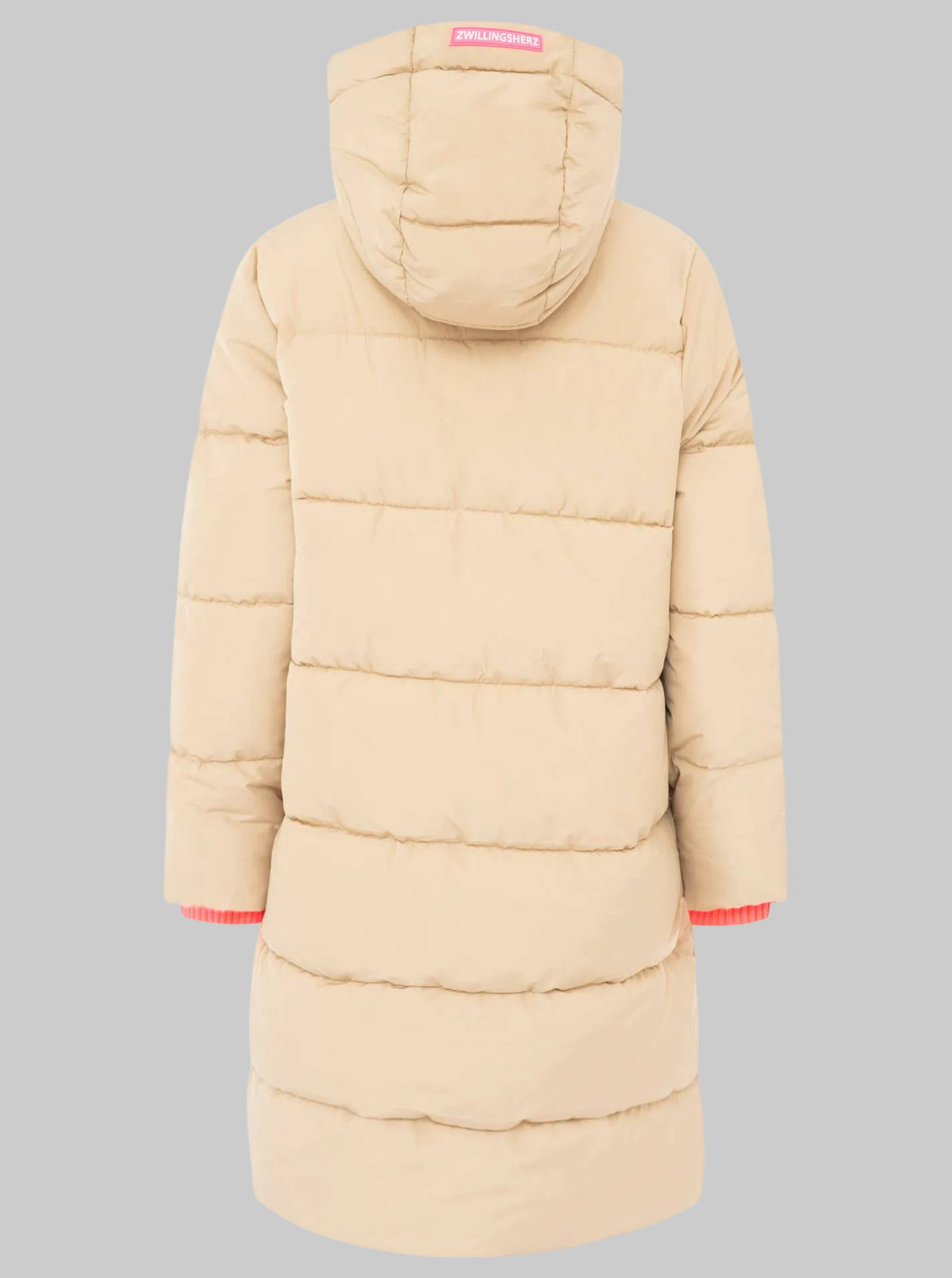Langer Steppmantel  Zwillingsherz-  Beige