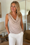 Elegantes Wasserfall-Top  | Gr. 38-42 | Beige