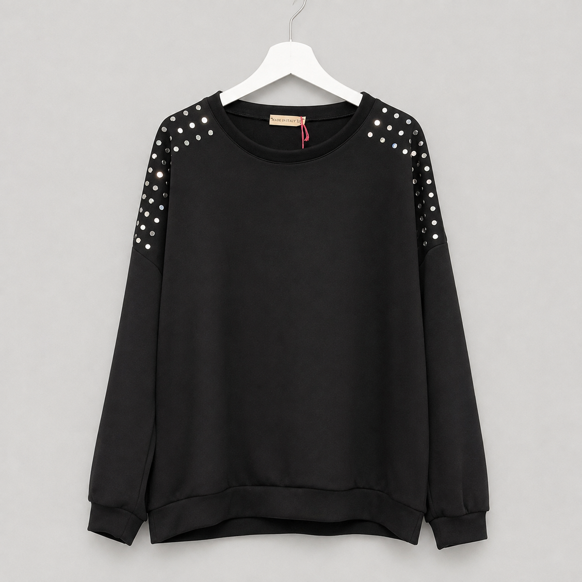 Statement-Shirt mit silbernen Details Gr. 38-44 - Schwarz